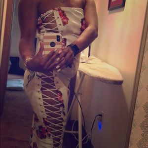 White Lace-Up Fashion Nova Dress